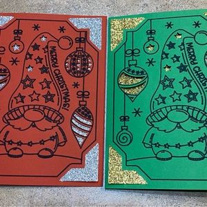 Handmade Gnome Christmas Cards Red and Green